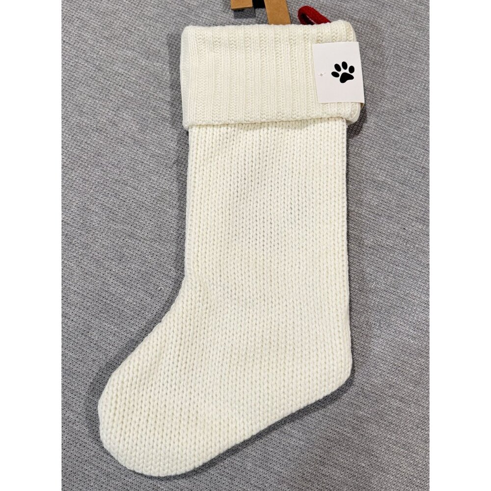 Wondershop Knit Pet Christmas Stocking 18" Red Paw Print Hanging Loop NEW - Picture 3 of 8